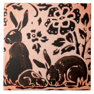 Kupfer Brown Woodland Rabbit Hare Herbst Trivet Fliese