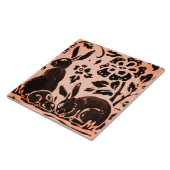 Kupfer Brown Woodland Rabbit Hare Herbst Trivet Fliese (Seite)