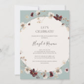 Kupfer-Burgund-Wildblume | Aquamarin Let's Celebra Einladung (Vorderseite)