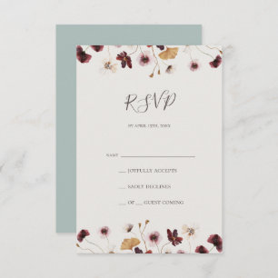 Kupfer-Burgund-Wildblume   Aquamarine RSVP-Karte RSVP Karte