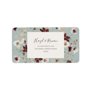 Kupfer-Burgund-Wildblume   AQUAMARINE RÜCKSENDEADR Adressaufkleber