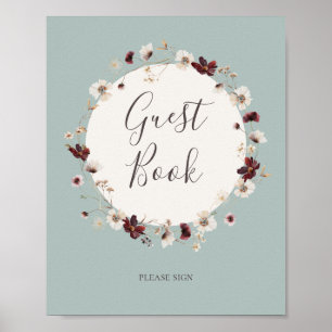 Kupfer-Burgund-Wildblume Aquamariner Gast Book S Poster
