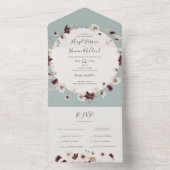 Kupfer-Burgund-Wildblume | Aquamarines Siegel und  All In One Einladung (Innen Boden)