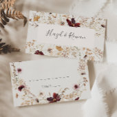 Kupfer-Burgund-Wildblume | Beige Flat Wedding Platzkarte