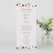 Kupfer-Burgund-Wildblume | Beige Hochzeitsprogramm Programm (Stehend Vorderseite)