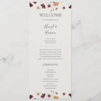 Kupfer-Burgund-Wildblume | Beige Hochzeitsprogramm