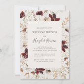 Kupfer-Burgund-Wildblume | Beige Wedding Brunch Einladung (Vorderseite)