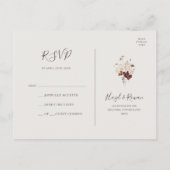 Kupfer-Burgund-Wildblume | Beige Wedding RSVP Postkarte (Rückseite)