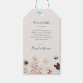 Kupfer-Burgund-Wildblume | Beige Wedding Welcome Geschenkanhänger (Vorderseite)