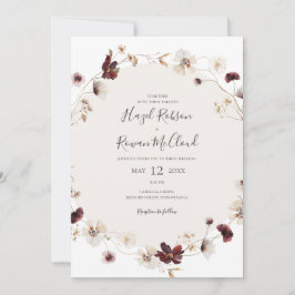 Kupfer-Burgund-Wildblume | Lässige Hochzeit Einladung