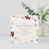 Kupfer-Burgund-Wildblume | Square Wedding Einladung (Stehend Vorderseite)