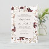 Kupfer-Burgund-Wildblume | Traditionelle Hochzeit Einladung (Stehend Vorderseite)