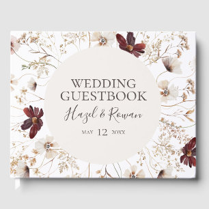 Kupfer-Burgund-Wildblume Wedding Guest Book Gästebuch