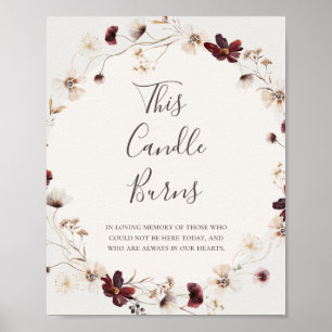 Kupfer Burgundy Wildblume Beige diese Kerze Burns Poster
