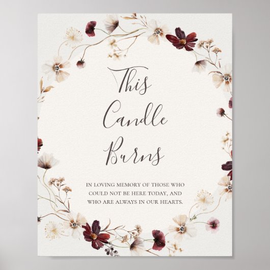 Kupfer Burgundy Wildblume Beige diese Kerze Burns Poster (Vorne)