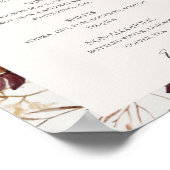 Kupfer Burgundy Wildblume Beige Drinks Menü Signat Poster (Ecke)