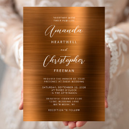 Kupfer-Bürstmetall-Schrift Hochzeit Einladung