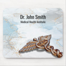 Kupfer Caduceus Rose Gold Luxus Marmor Mousepad