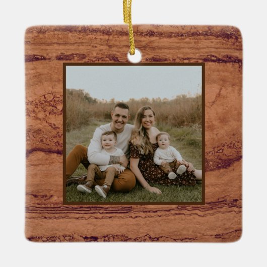 Kupfer Canyon Granit, bernsteinfarbenes Gold Sedon Keramikornament (Vorderseite)