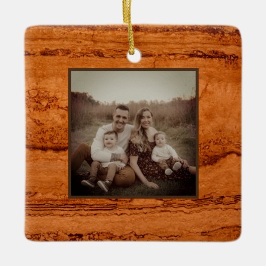 Kupfer Canyon Granit, bernsteinfarbenes Gold Sedon Keramikornament (Vorderseite)