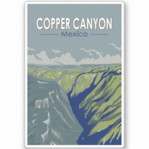 Kupfer Canyon Mexico Reise Kunst Vintage Aufkleber