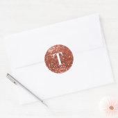 Kupfer Chunky Glitter Monogramm Runder Aufkleber (Umschlag)