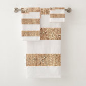 Kupfer & Creme Tropische Palmen Sparkle Chic Badhandtuch Set (Insitu)