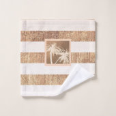 Kupfer & Creme Tropische Palmen Sparkle Chic Badhandtuch Set (Waschlappen)