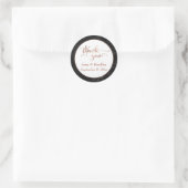 Kupfer danke Ihnen Script über schwarzen Marmor Runder Aufkleber (Tasche)