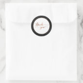 Kupfer danke Ihnen Script über schwarzen Marmor Runder Aufkleber (Tasche)