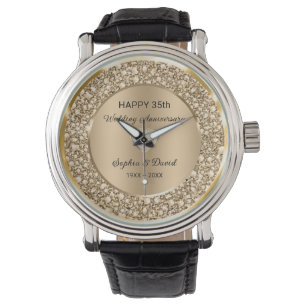 Kupfer-Diamanten-Hochzeitsjubiläum Armbanduhr