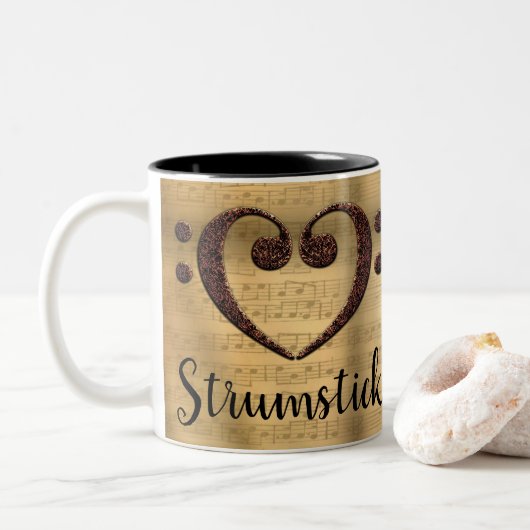 Kupfer-Doppelbläschen-Clef-Herz-Strumstick Zweifarbige Tasse (Mit Donut)