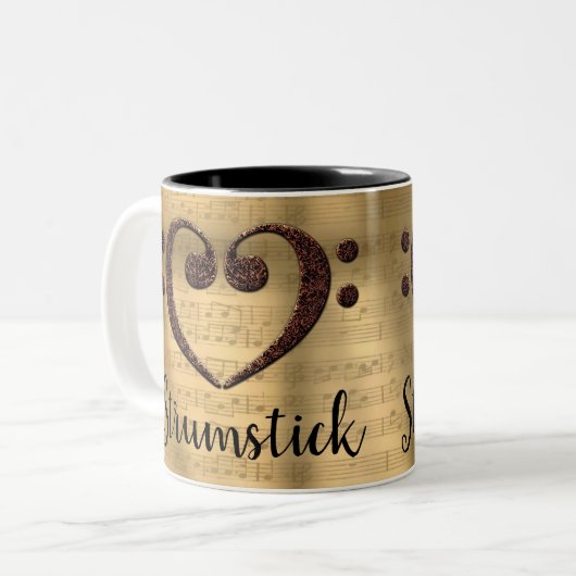 Kupfer-Doppelbläschen-Clef-Herz-Strumstick Zweifarbige Tasse (Vorderseite Links)