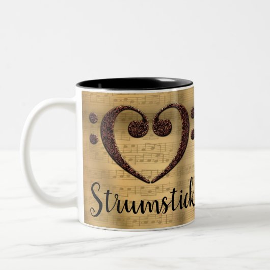 Kupfer-Doppelbläschen-Clef-Herz-Strumstick Zweifarbige Tasse (Links)