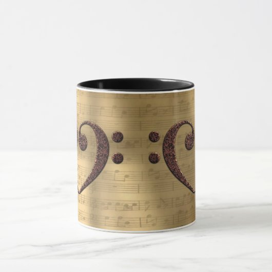 Kupfer Double Bass Clef Heart Music Lover Tasse (Zentrum)