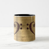 Kupfer Double Bass Clef Heart Music Lover Zweifarbige Tasse (Mittel)