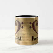 Kupfer Double Bass Clef Herz Cembalord Zweifarbige Tasse (Mittel)