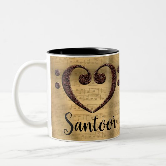 Kupfer Double Bass Clef Herz Santoor Zweifarbige Tasse (Links)