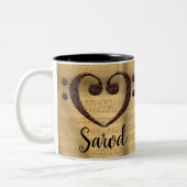 Kupfer Double Bass Clef Herz Sarod Zweifarbige Tasse (Links)