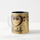 Kupfer Double Bass Clef Herz Ukulele Zweifarbige Tasse (Vorderseite Links)