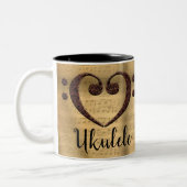 Kupfer Double Bass Clef Herz Ukulele Zweifarbige Tasse (Links)