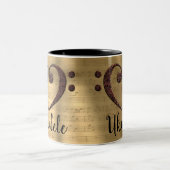 Kupfer Double Bass Clef Herz Ukulele Zweifarbige Tasse (Mittel)