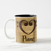 Kupfer Double Bass Clef Herzpiano Zweifarbige Tasse (Links)