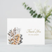 Kupfer, dunkelblaue Blume Orthodoxe Beerdigung Dankeskarte (Stehend Vorderseite)