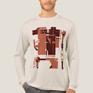 Kupfer Dunkelbraun MCM-ähnliche geometrische Abstr Tri-Blend Shirt