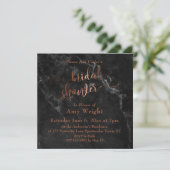 Kupfer Elegantes Script & Black Marble Brautparty Einladung (Stehend Vorderseite)