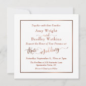 Kupfer Elegantes Skript & Editable White| Hochzeit Einladung (Vorderseite)