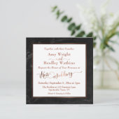 Kupfer Elegantes Skript mit schwarzem Marmor | Hoc Einladung (Stehend Vorderseite)