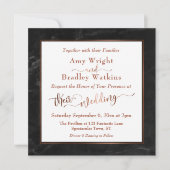 Kupfer Elegantes Skript mit schwarzem Marmor | Hoc Einladung (Vorderseite)