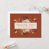 Kupfer Fall Terracotta Blätter Floral Vielen Dank Karte (Vorderseite/Rückseite Beispiel)